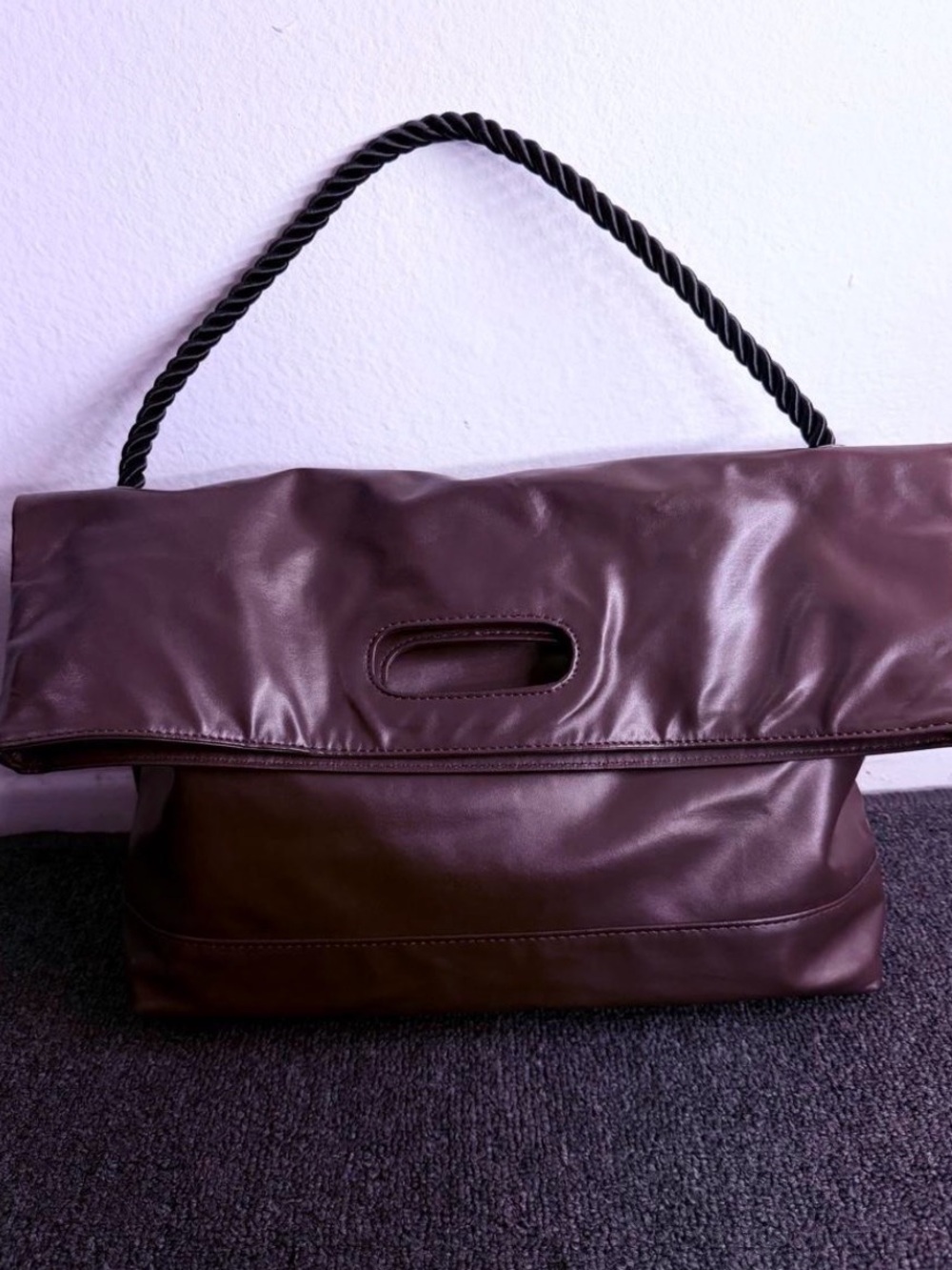 Elegant Dark Brown Women’s Fold-Over Shoulder Bag